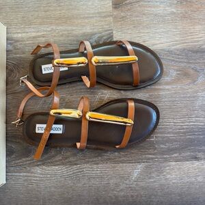 Steve Madden Brown and Gold Strappy Sandals
